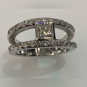 Real Princess Cut Diamond Real white 14k gold Ring Size 6